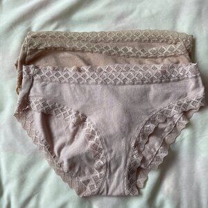 Natori Bliss Briefs 3 Pack Lace Trim Size Small